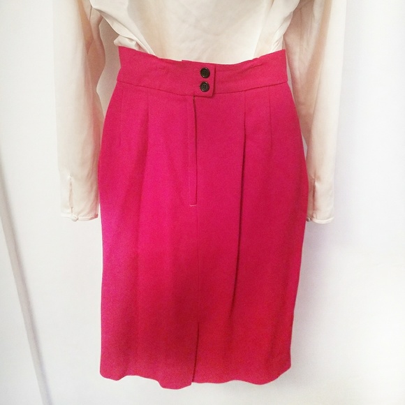 Christian Dior Red Wool Silk Lapel Blazer and Skirt Business Power Suit - Picture 10 of 10